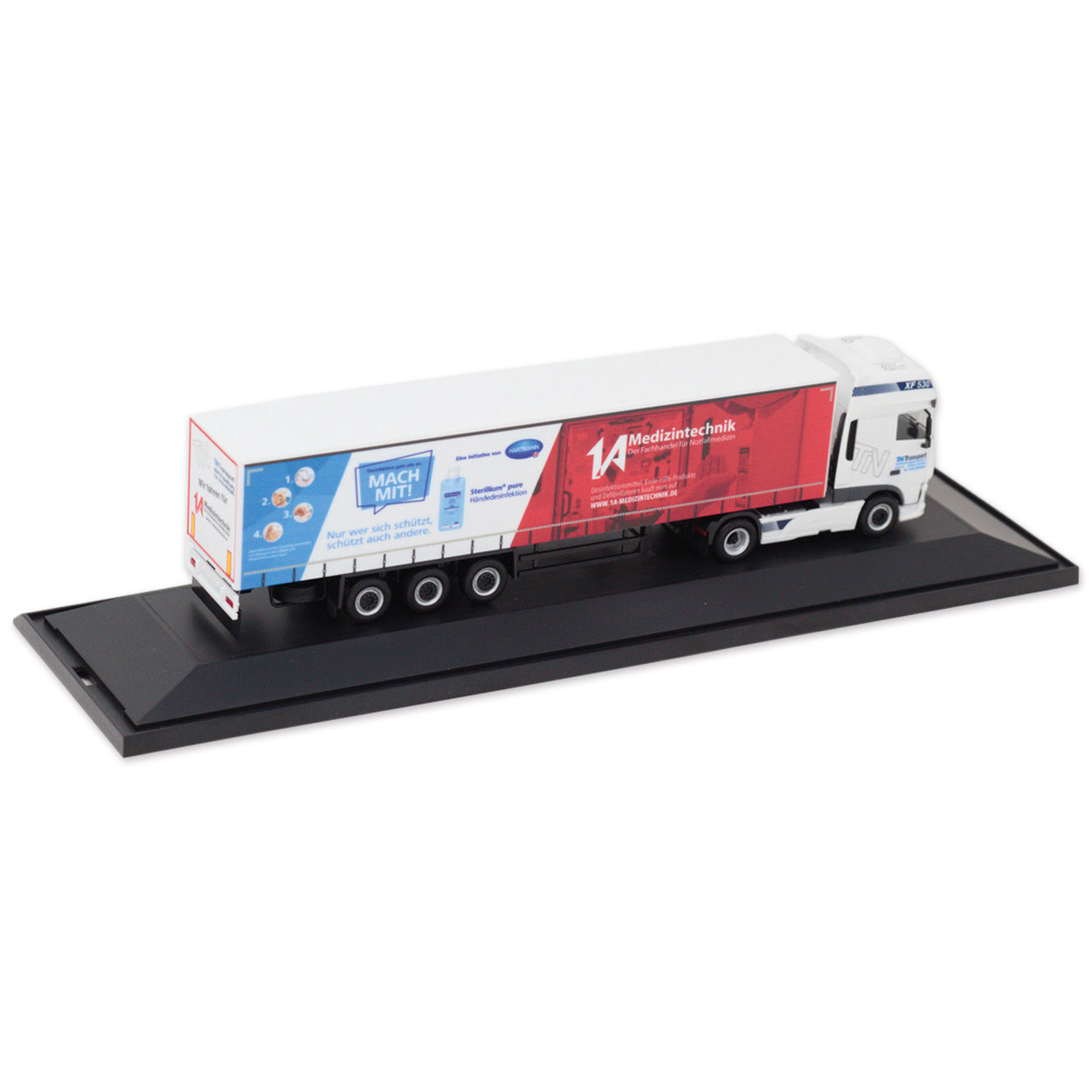 Herpa Modelltruck 1:87 DAF XF 530 SSC Euro 6  inkl. PC-Vitrine