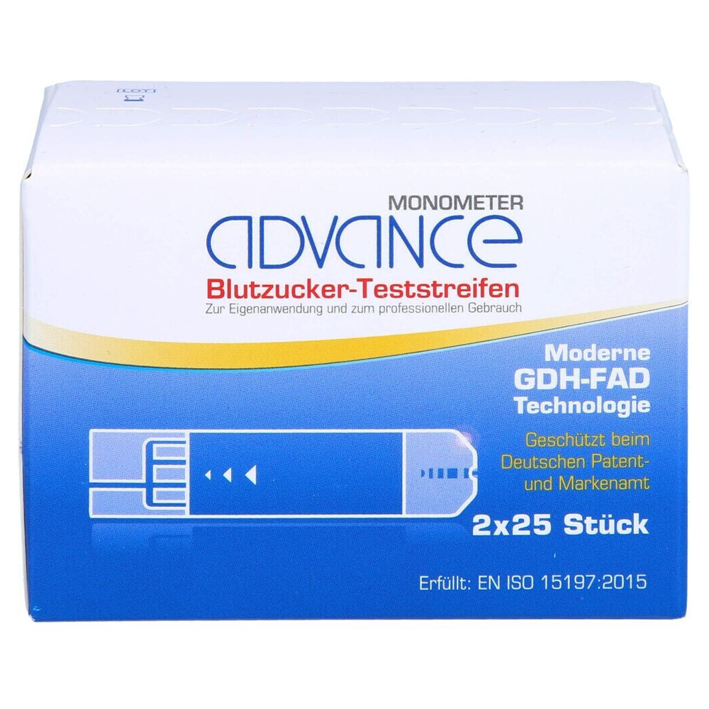 ADVANCE Monometer Blutzucker-Teststreifen - Packung à 50 Stück