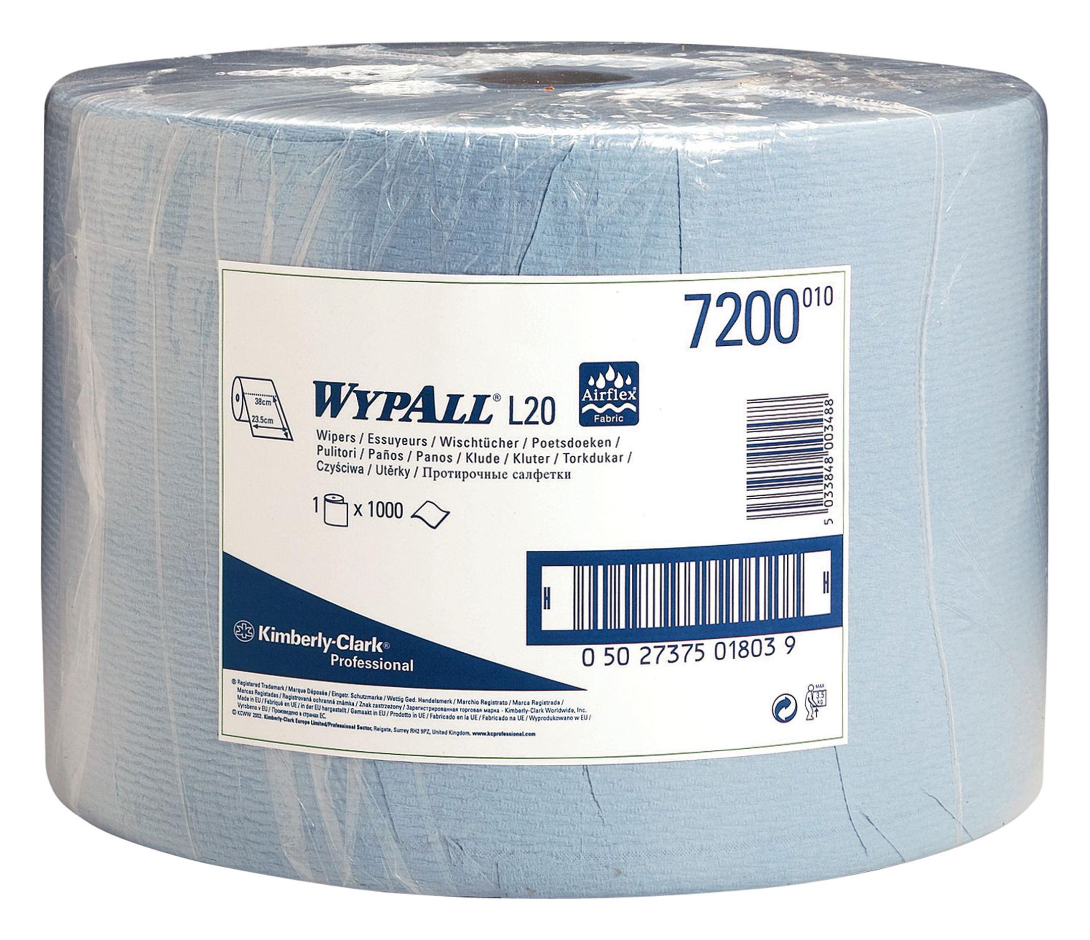 WypAll® L20 Wischtücher in blau - 1 Rolle à 500 Tücher