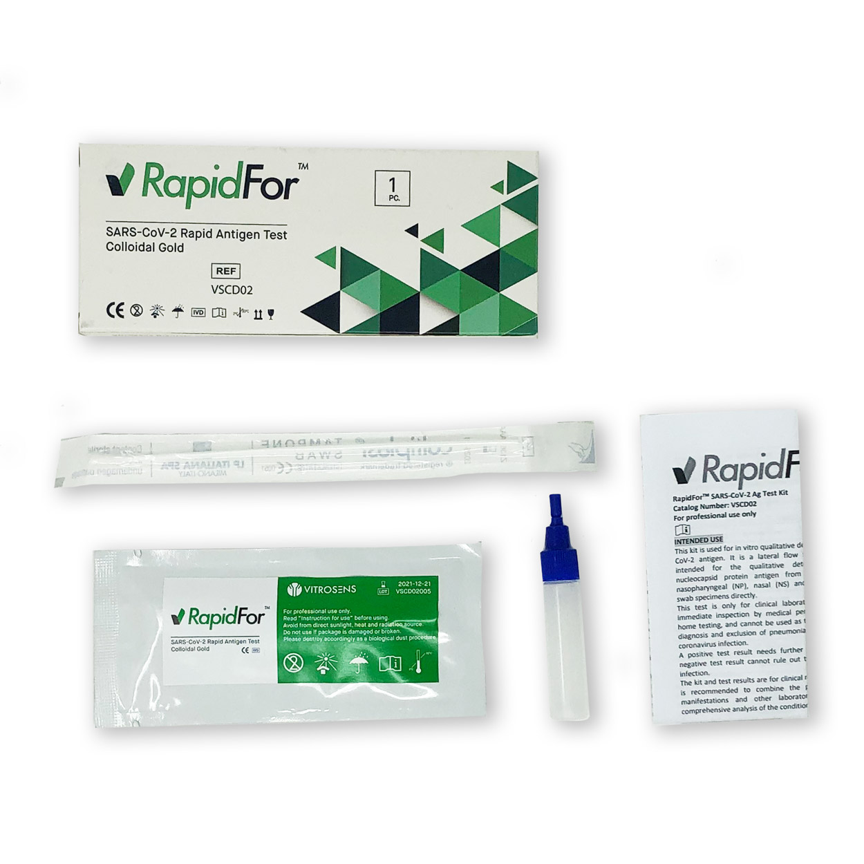 RapidFor Nasen-Abstrich-Test für Laien (Colloidal Gold) - Corona Antigen-Schnelltest - 1 Stück RapidFor Nasen-Abstrich-Test für Laien (Colloidal Gold) - Corona Antigen-Schnelltest - 1 Stück