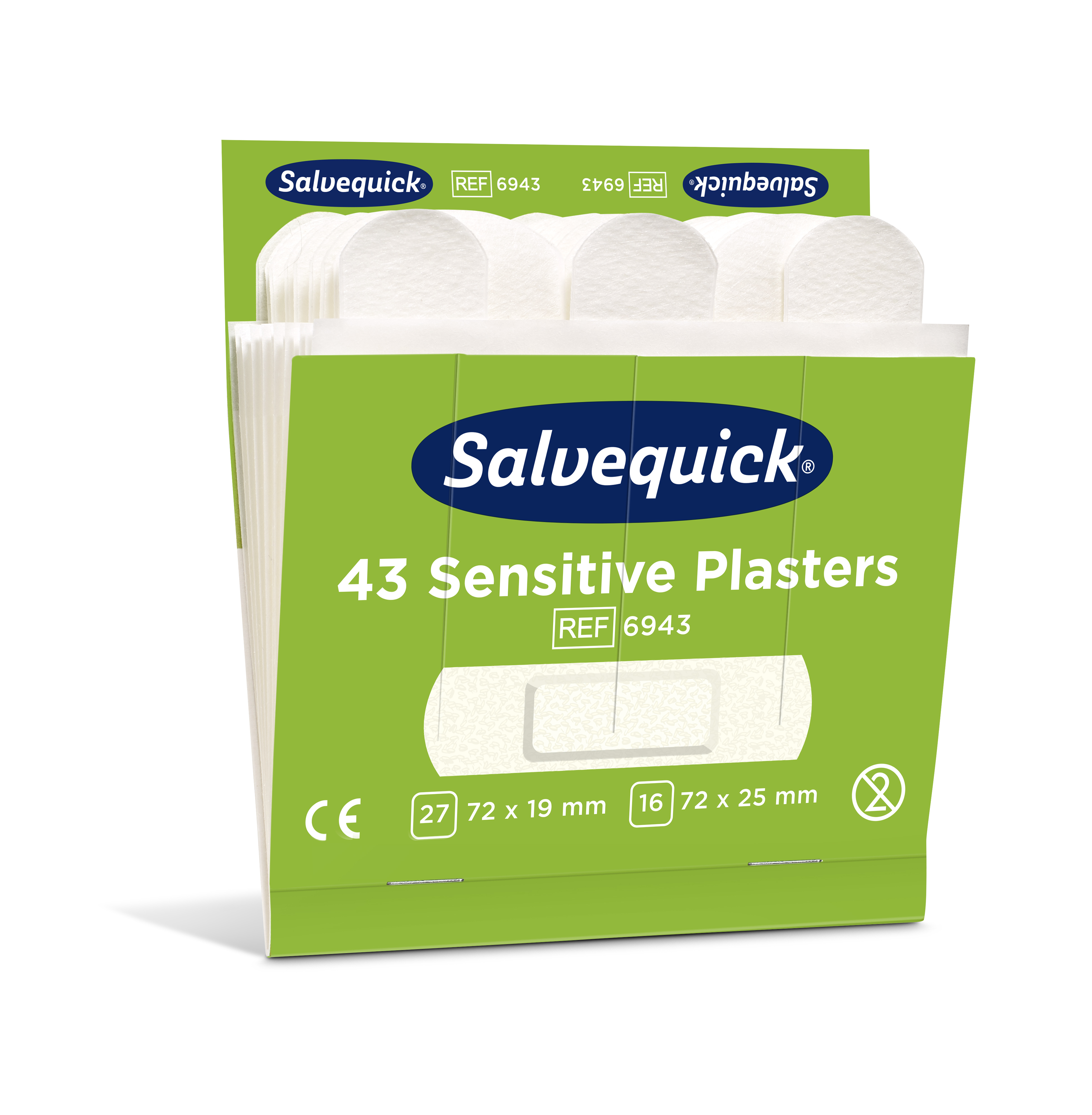 CEDERROTH Salvequick Sensitive Pflaster - Packung à 6 x 43 Stück