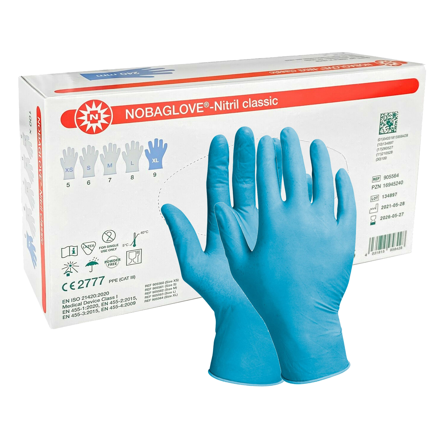 NOBAGLOVE®-Nitril classic in blau - Packung à 100 Stück