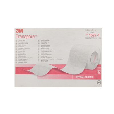 Fixierpflaster TRANSPORE 2,5 cm x 9,1 m, transparent - 12 Stück