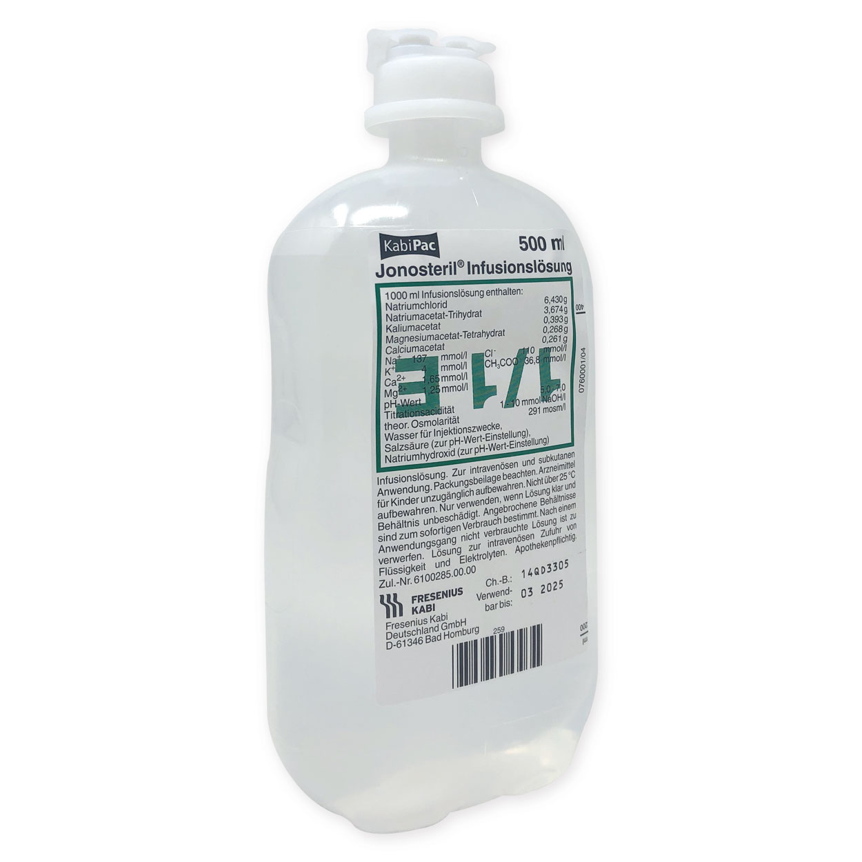 Jonosteril® Infusionslösung 500 ml im FreeFlex-Beutel - Karton à 20 Beutel