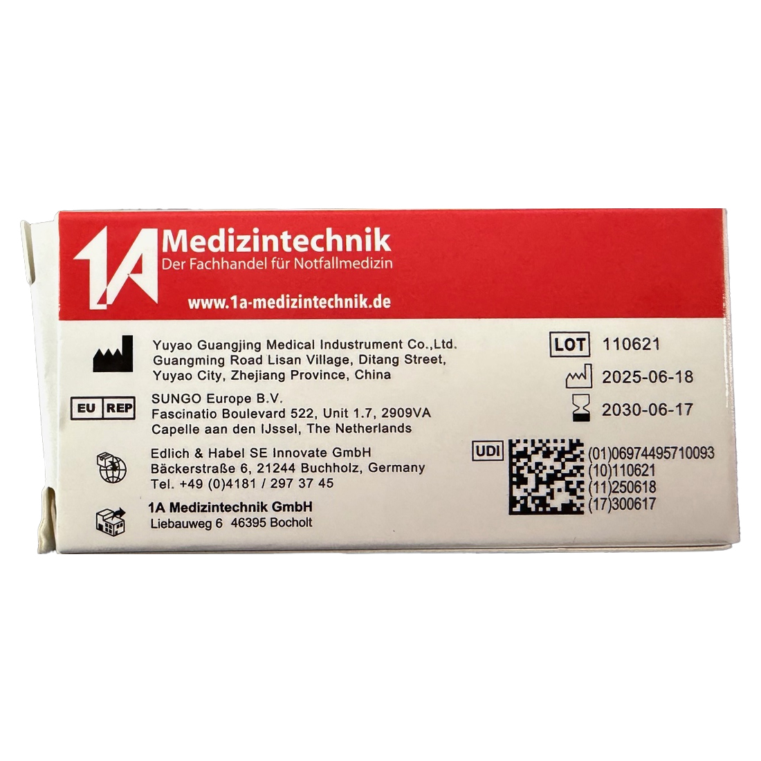 1A Einhand-Venenstauer aus Polyester in rot-weiß 1A Einhand-Venenstauer aus Polyester in rot-weiß