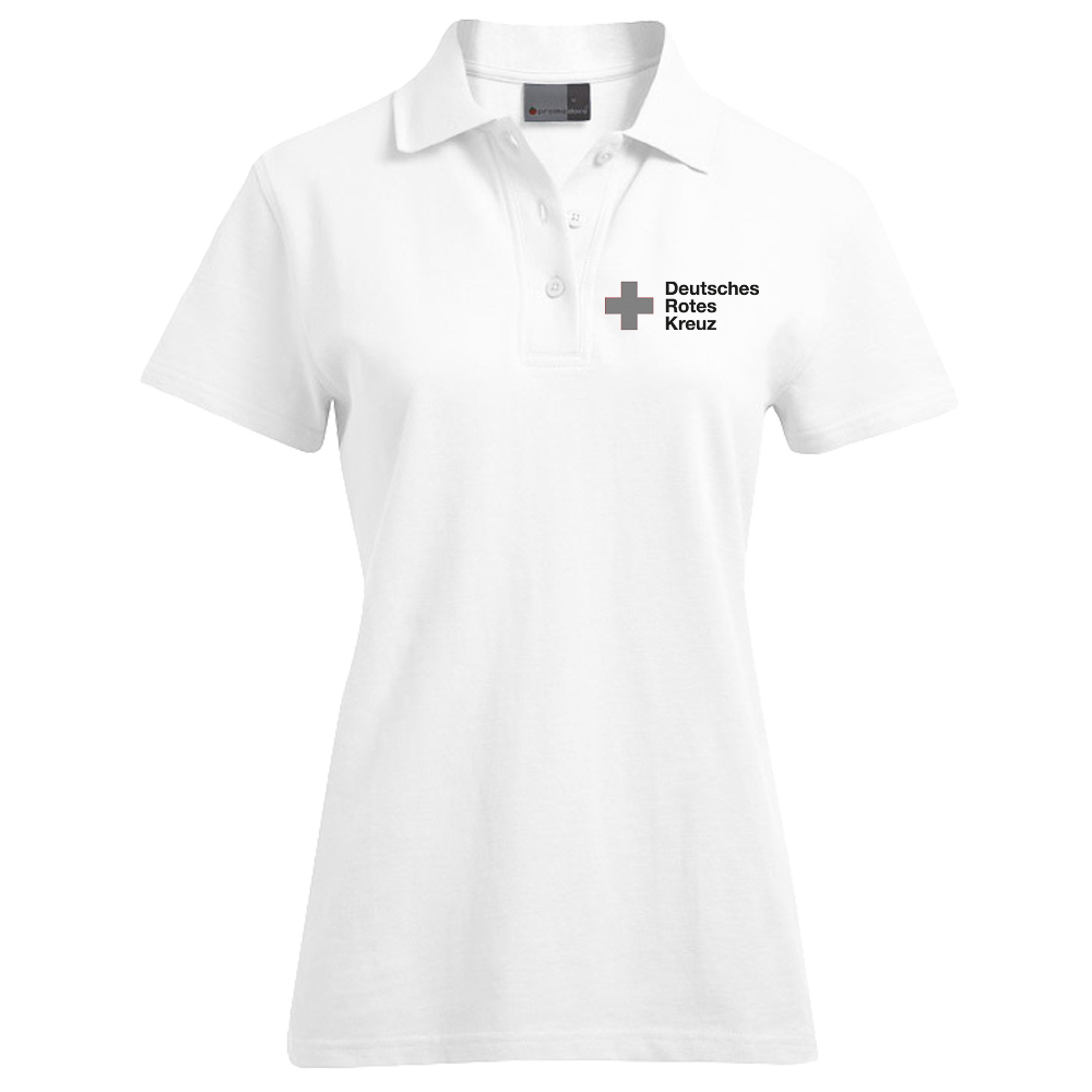 DRK Damen Poloshirt weiß Logo Stick 100% Baumwolle