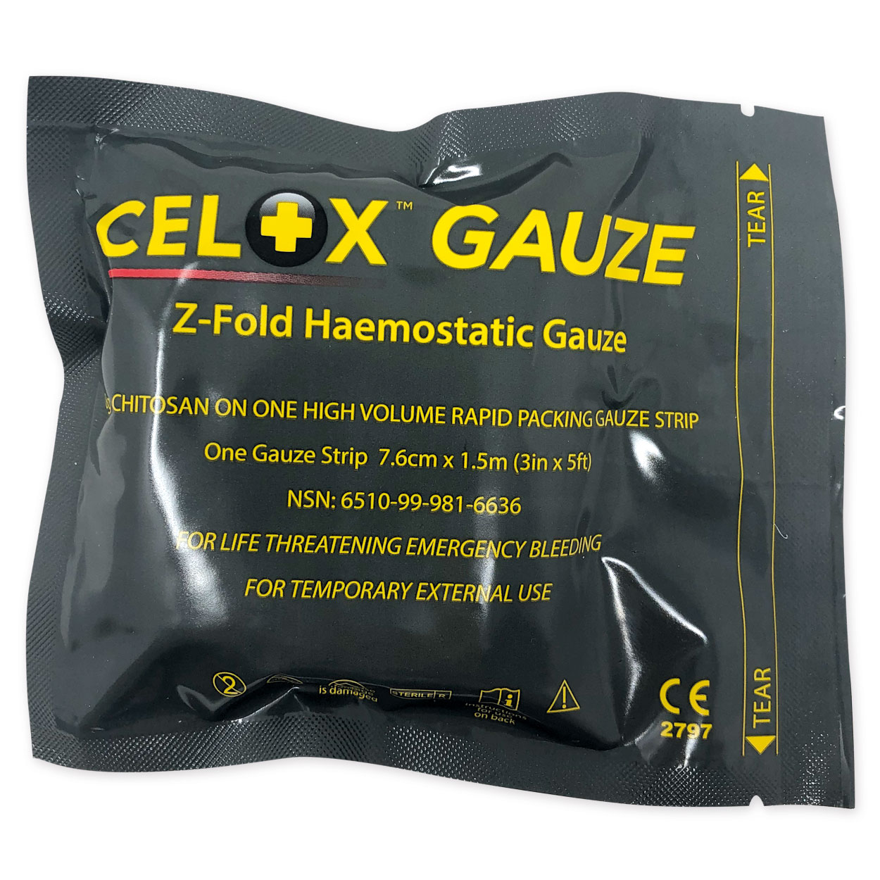 Celox Z-gefaltet Gauze 7,6 cm x 1,52 m