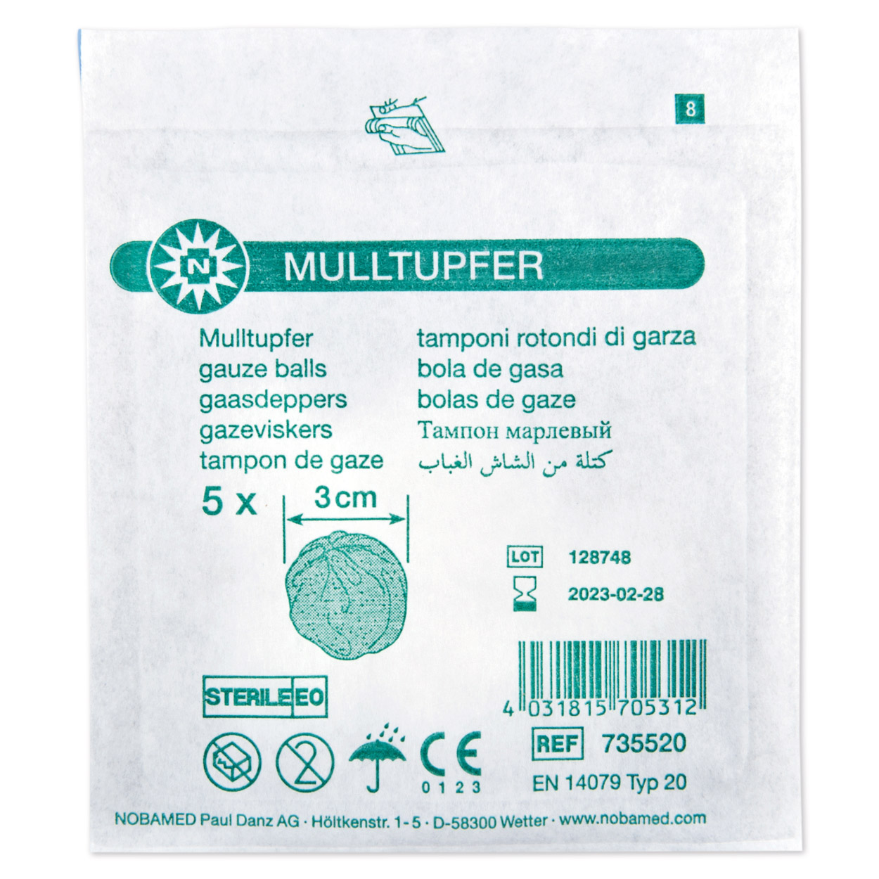 MULLTUPFER steril, à 4, Set à 15 Packungen