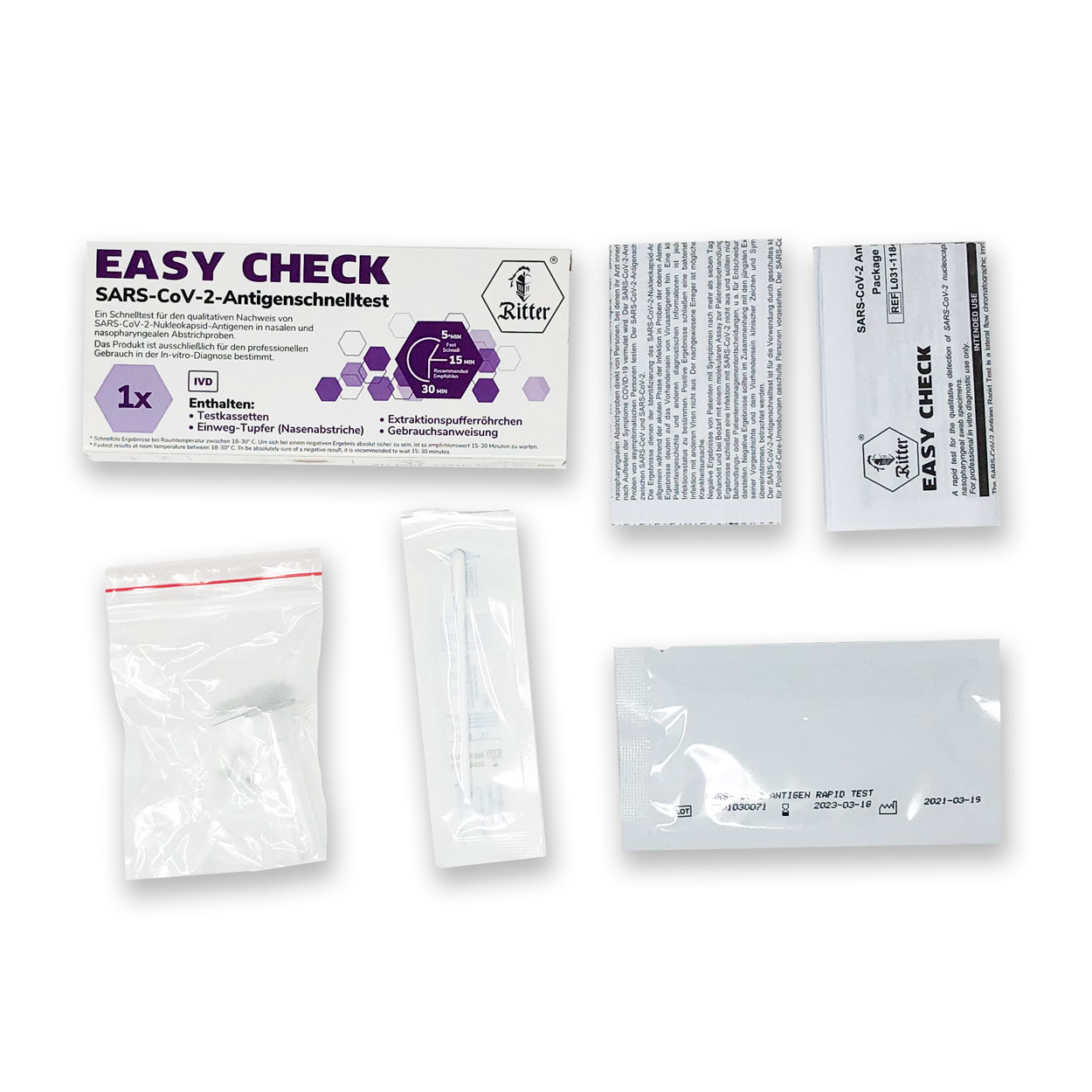 EASY CHECK Nasen-Abstrich-Test (Colloidal Gold) - Corona Antigen-Schnelltest - 20 Packungen á 1 Stk. EASY CHECK Nasen-Abstrich-Test (Colloidal Gold) - Corona Antigen-Schnelltest - 20 Packungen á 1 Stk.
