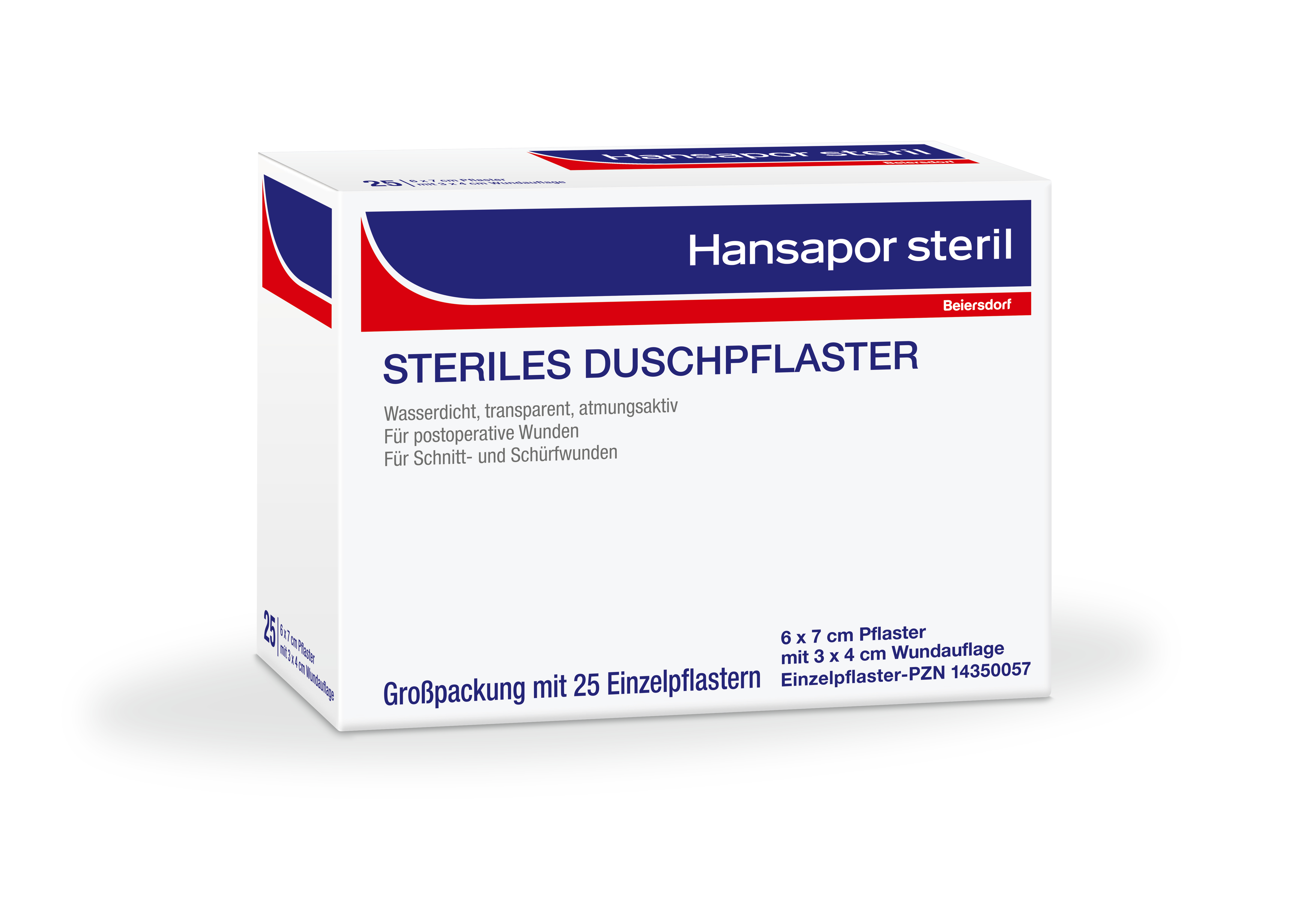 Hansapor Steril Duschpflaster 25er Packung, 6 x 7cm