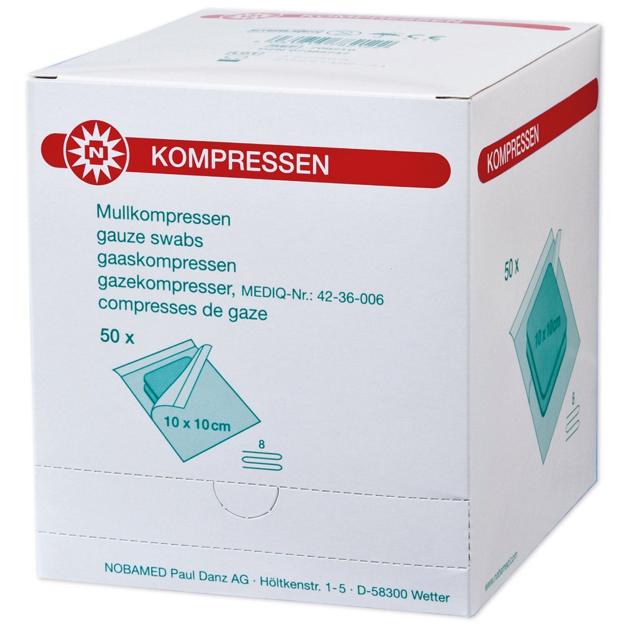 MULLKOMPRESSEN-steril 5 x 5 cm, 8-fach, à 2 - Packung à 50 Stück