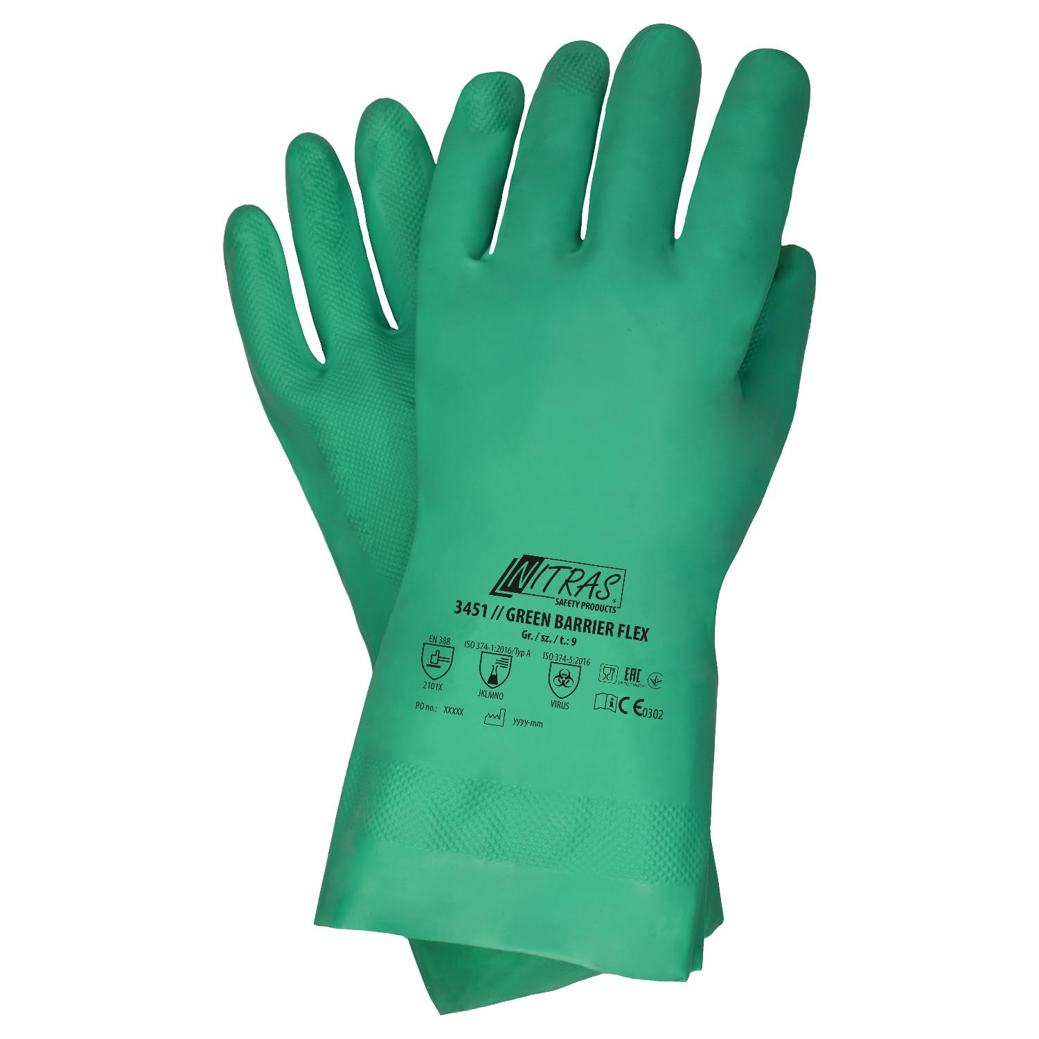 NITRAS GREEN BARRIER FLEX Nitril-Chemikalienschutzhandschuhe in grün - 1 Paar