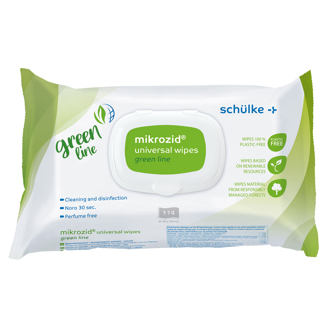 mikrozid® universal wipes green line Desinfektionstücher - Packung à 114 Tücher