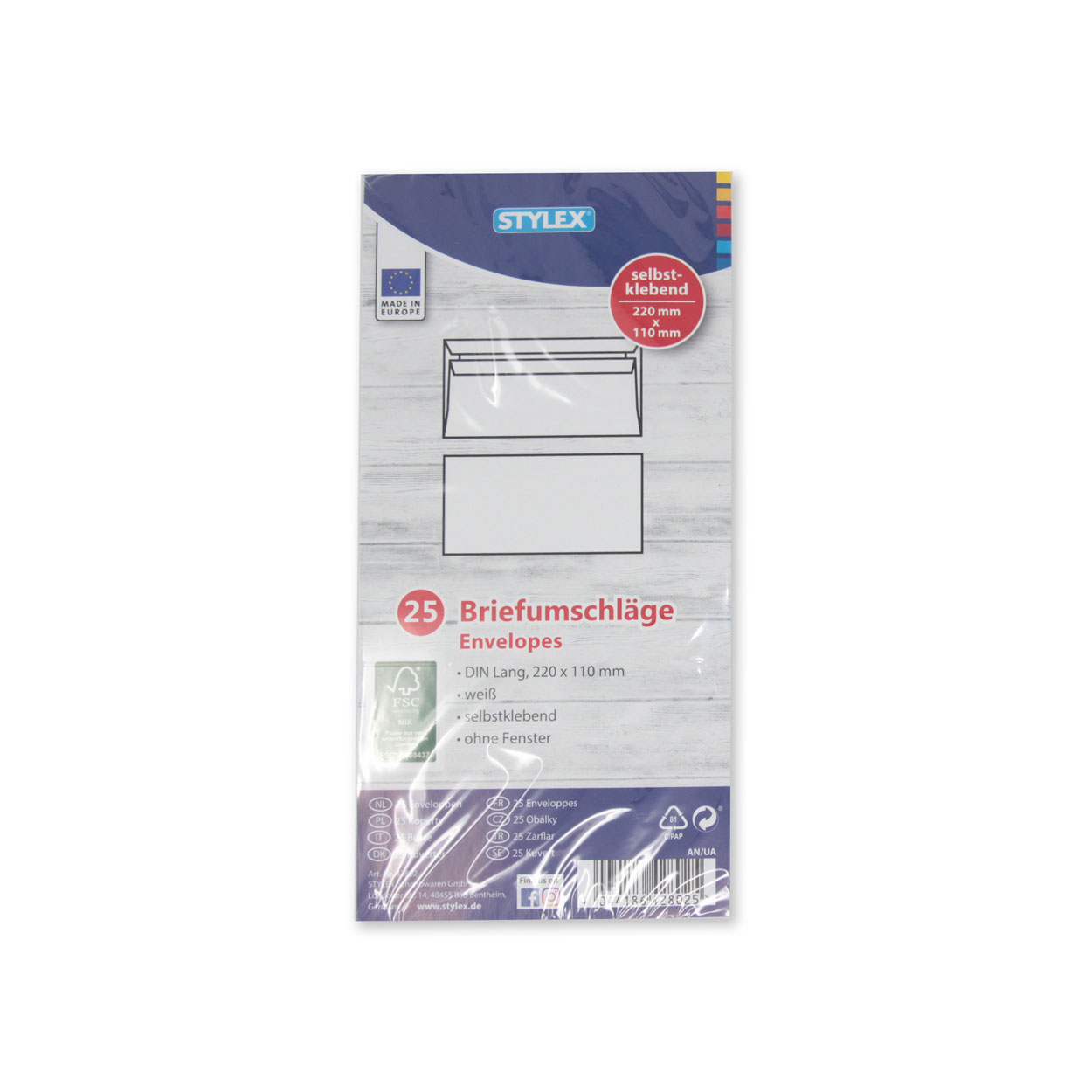 Briefumschläge, 220 x 110 mm ohne Fenster, selbstklebend 25 Stück Briefumschläge, 220 x 110 mm ohne Fenster, selbstklebend 25 Stück