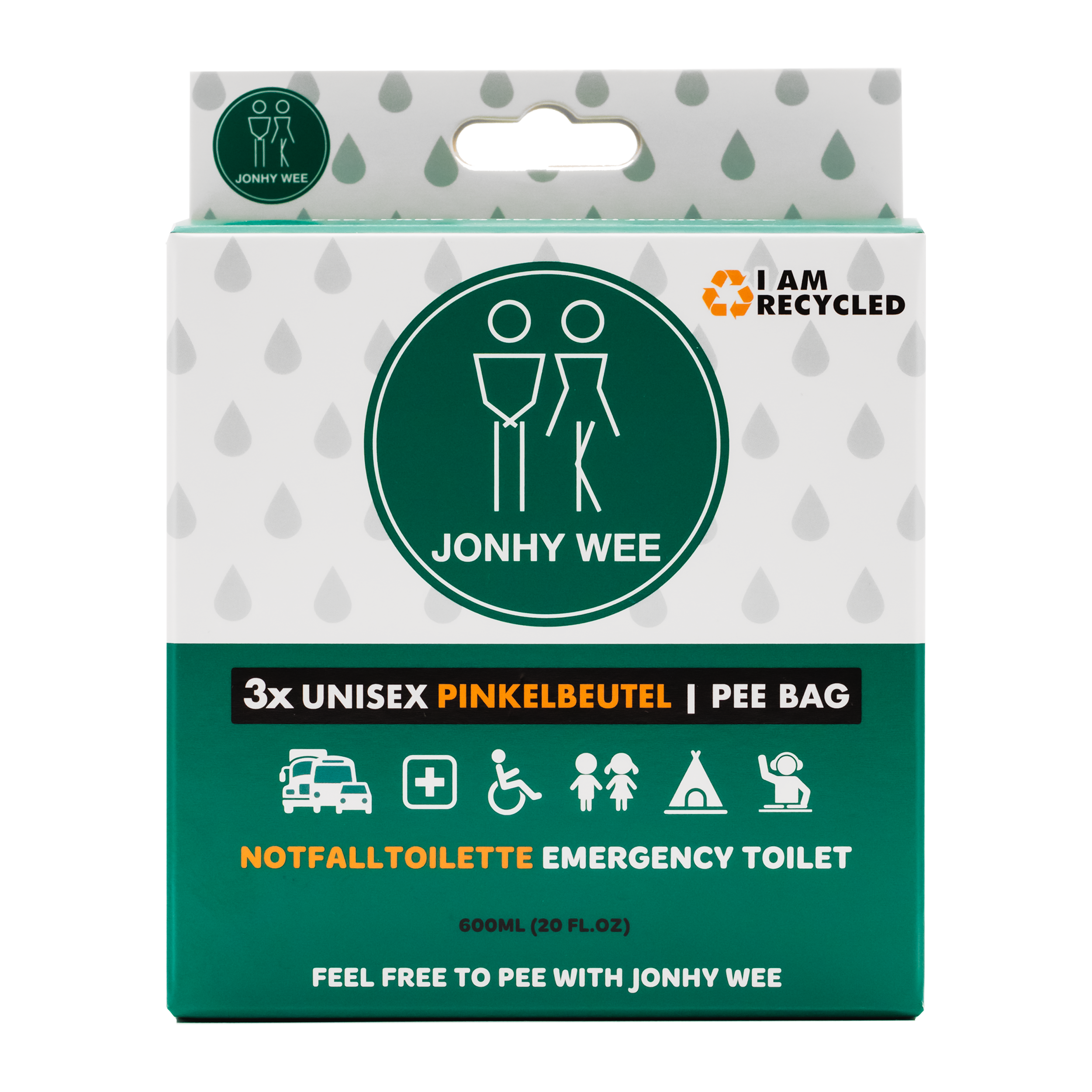 Jonhy Wee Unisex Pinkelbeutel - Packung à 3 Stück