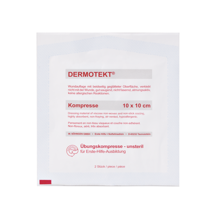 DERMOTEKT®  Übungs-Kompresse 10 x 10 cm 2 Stück unsteril