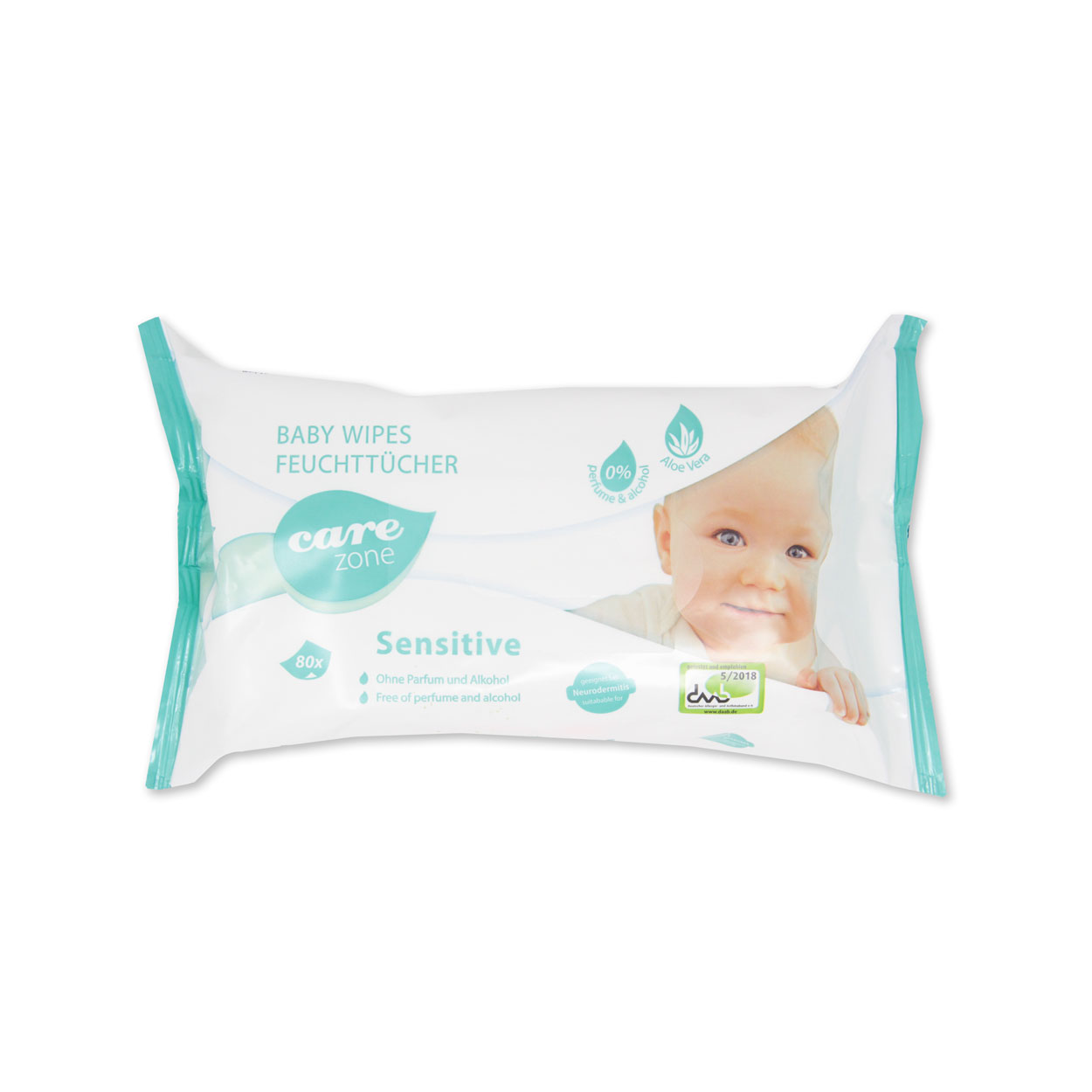 Care Zone Babywipes Sensitive Reinigungstücher - Flowpack mit 80 Tüchern