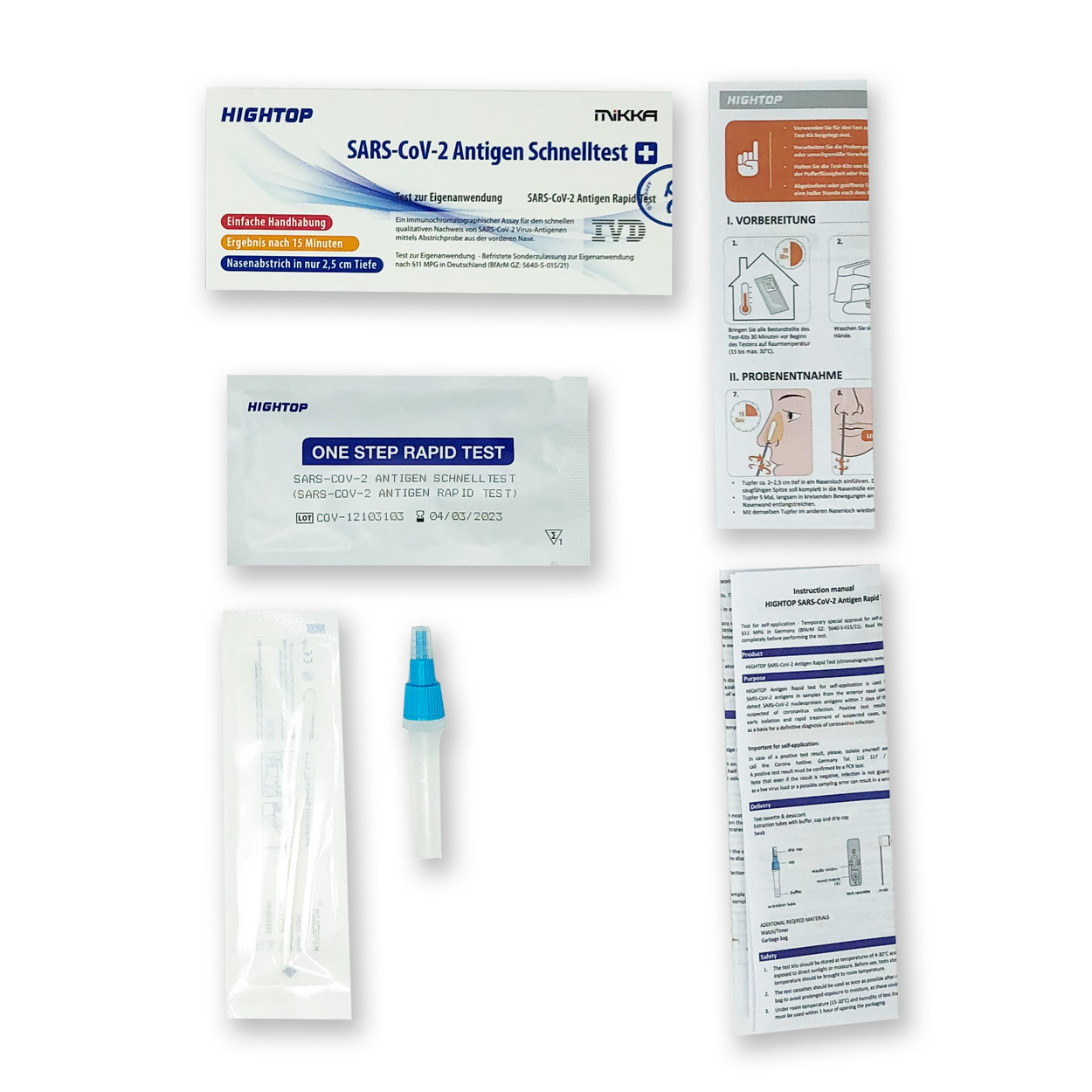 HIGHTOP Nasen-Abstrich-Test für Laien (Colloidal Gold) - Corona Antigen-Schnelltest - 1 Stück HIGHTOP Nasen-Abstrich-Test für Laien (Colloidal Gold) - Corona Antigen-Schnelltest - 1 Stück