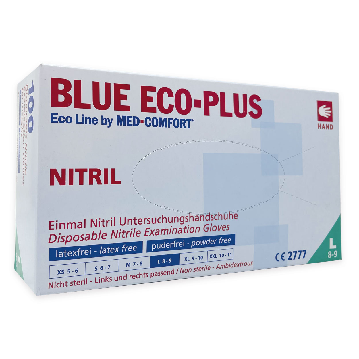 Nitril Einmalhandschuhe Blue Eco-Plus Größe L - Packung à 100 Stück