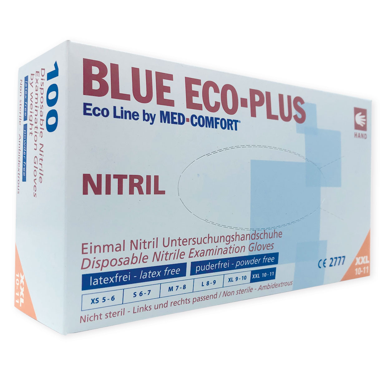 Nitril Einmalhandschuhe Blue Eco-Plus Größe XXL - Packung à 100 Stück