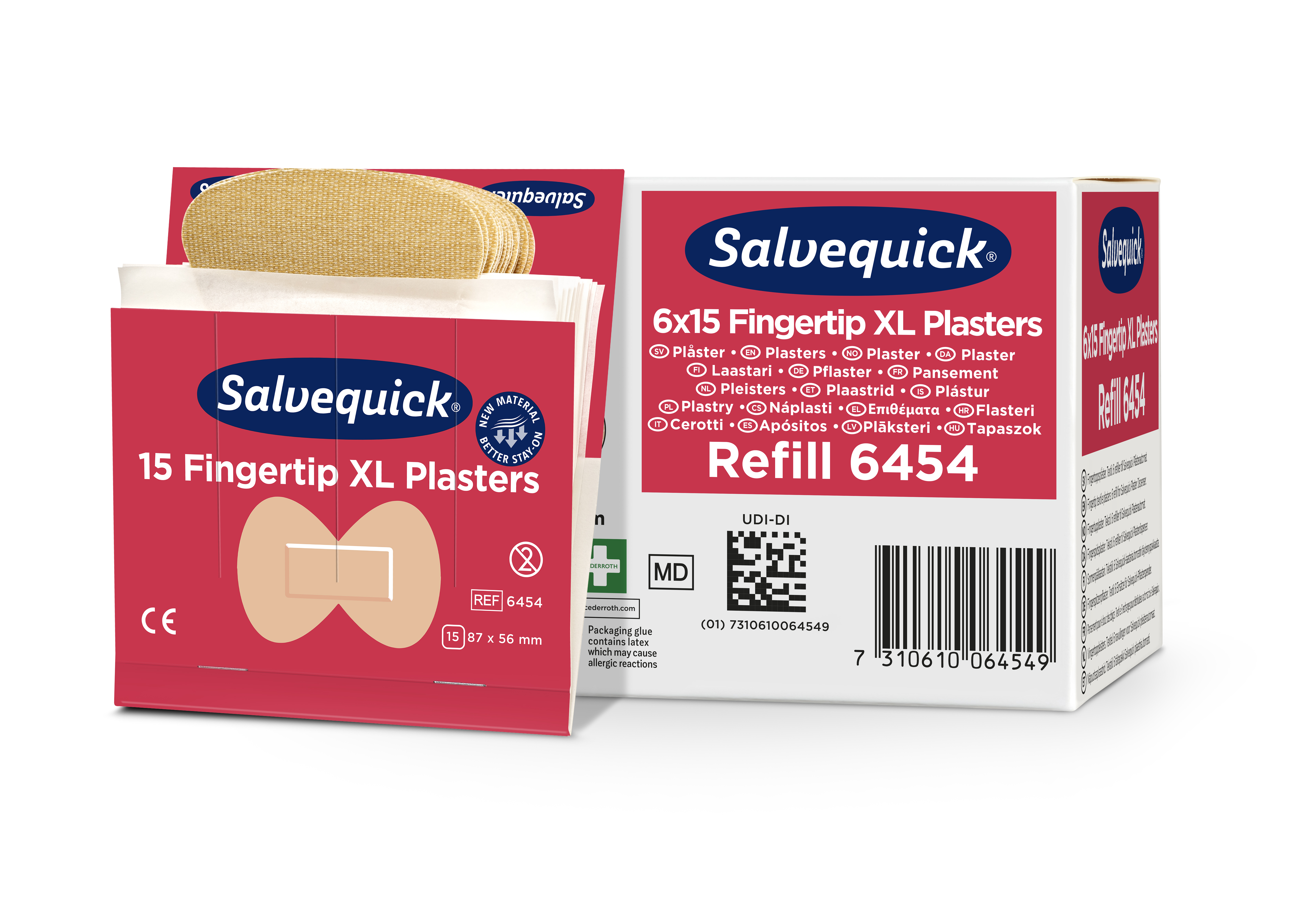 CEDERROTH Salvequick Fingertip XL Fingerkuppenpflaster - Packung à 6 x 15 Stück