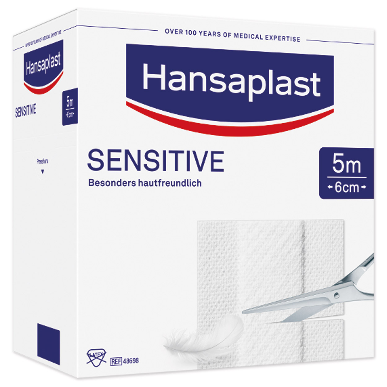 Hansaplast Sensitive Wundpflaster 5 m x 6 cm, weiß