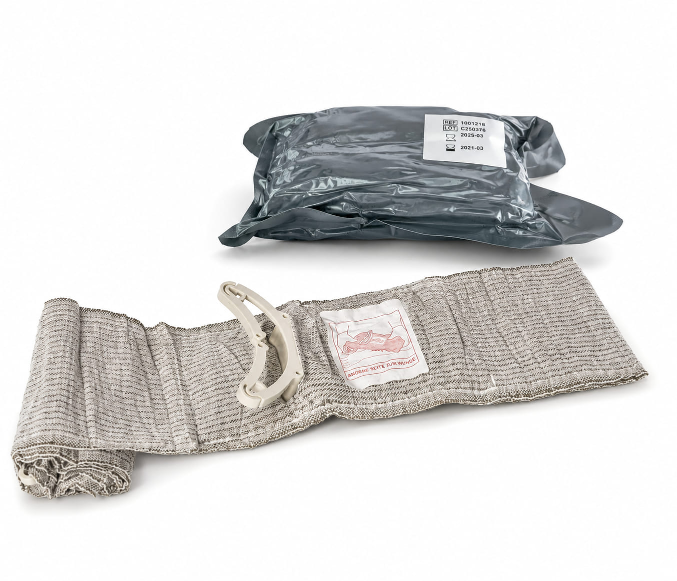 Emergency Bandage, Notverband, Militär Grün, 4,5 m x 10 cm