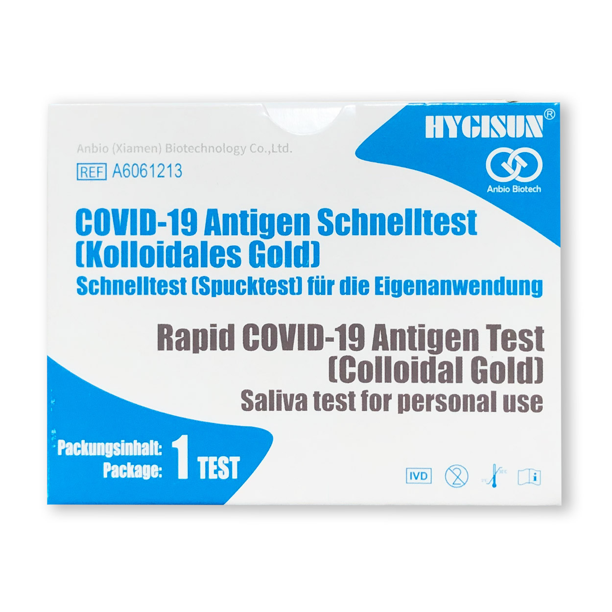 Hygisun Spucktest für Laien (Colloidal Gold) - Corona Antigen-Schnelltest - 1 Stück Hygisun Spucktest für Laien (Colloidal Gold) - Corona Antigen-Schnelltest - 1 Stück