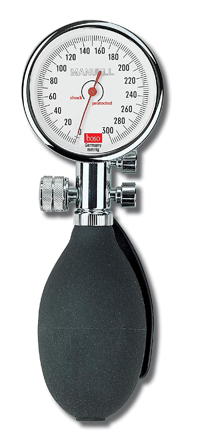Blutdruckmessgerät boso manuell Skala 60 mm Ø, Zweischlauch, mit Klettenmanschette