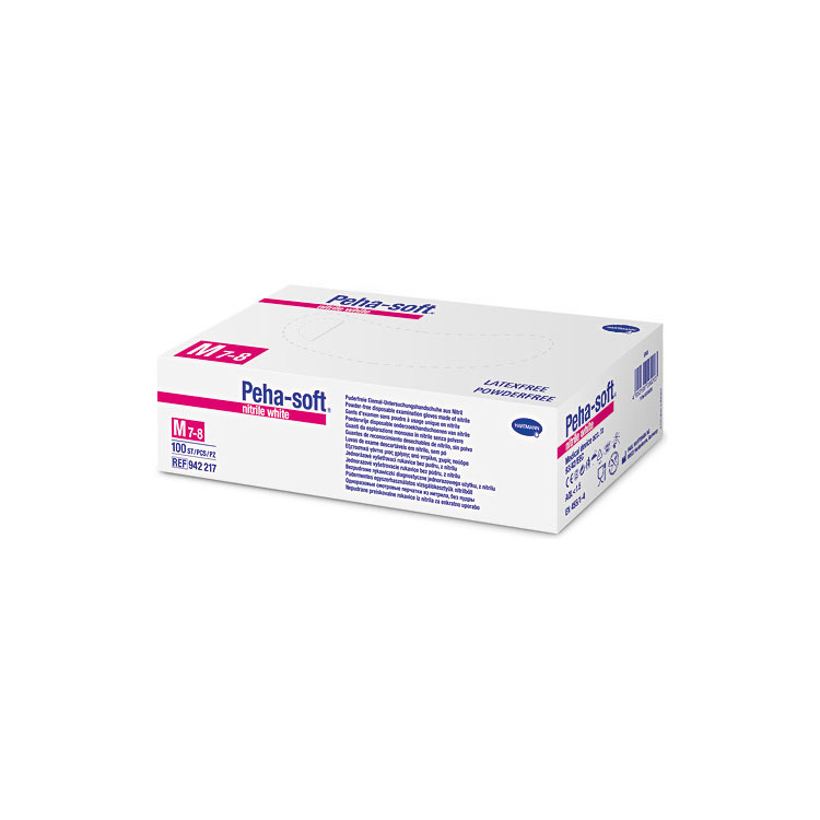 Peha-soft® nitrile white powderfree Untersuchungshandschuhe - Packung à 100 Stück