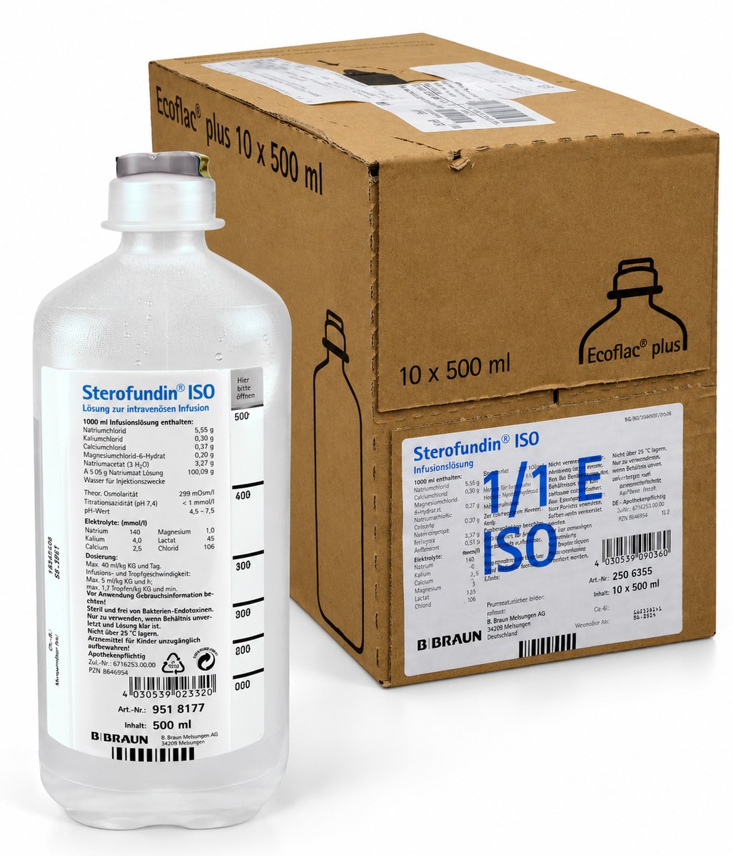 Sterofundin ISO Ecoflac Plus Infusionslösung 500 ml - Karton à 10 Flaschen