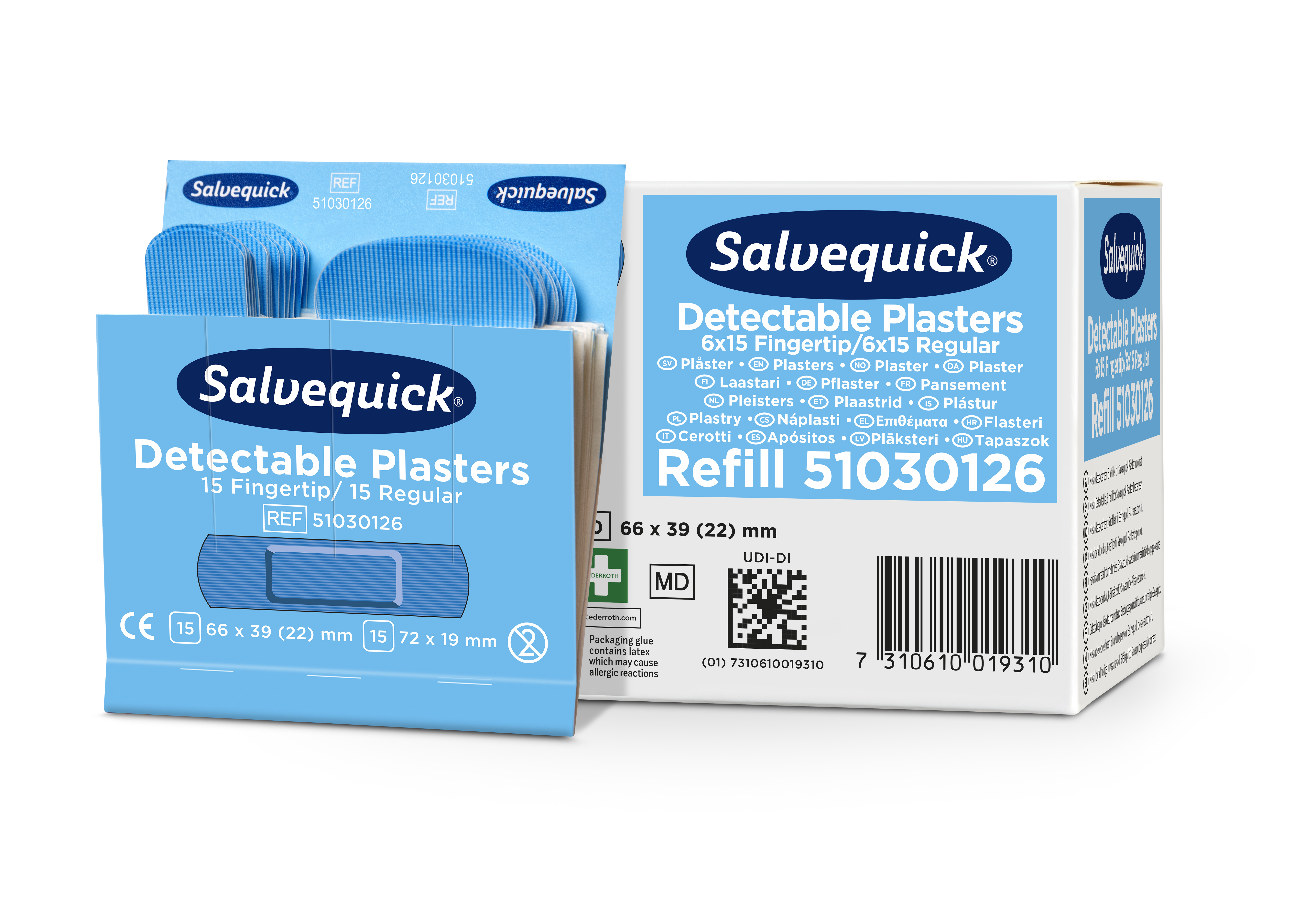 CEDERROTH Salvequick Detectable Pflastermix - Packung à 6 x 30 Stück